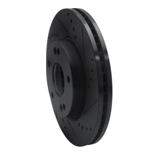 Hyundai Santa Fe Brake Rotor (1) - Front Right - R1 Concepts - Drilled & Slotted - Black - `01-`05